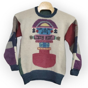 Women's Aztec Viracocha Sun God Cable Knit‎ Sweater One Size *READ DESCRIPTION*